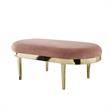 Issac Oval Bench Blush Velvet  Upholstered Polished Legs