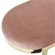 Issac Oval Bench Blush Velvet  Upholstered Polished Legs
