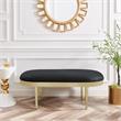 Issac Oval Bench Black Leather PU  Upholstered Polished Legs