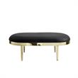 Issac Oval Bench Black Leather PU  Upholstered Polished Legs