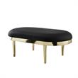 Issac Oval Bench Black Leather PU  Upholstered Polished Legs
