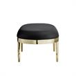 Issac Oval Bench Black Leather PU  Upholstered Polished Legs
