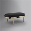 Issac Oval Bench Black Leather PU  Upholstered Polished Legs