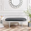 Issac Oval Bench Gray Leather PU  Upholstered Polished Legs
