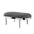 Issac Oval Bench Gray Leather PU  Upholstered Polished Legs