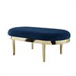 Issac Oval Bench Navy Blue Velvet  Upholstered Polished Legs