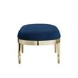 Issac Oval Bench Navy Blue Velvet  Upholstered Polished Legs