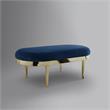 Issac Oval Bench Navy Blue Velvet  Upholstered Polished Legs