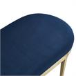 Issac Oval Bench Navy Blue Velvet  Upholstered Polished Legs