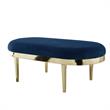 Issac Oval Bench Navy Blue Velvet  Upholstered Polished Legs