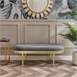 Issac Oval Bench Gray Velvet  Upholstered Polished Legs