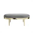 Issac Oval Bench Gray Velvet  Upholstered Polished Legs