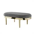 Issac Oval Bench Gray Velvet  Upholstered Polished Legs