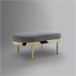 Issac Oval Bench Gray Velvet  Upholstered Polished Legs