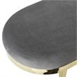 Issac Oval Bench Gray Velvet  Upholstered Polished Legs
