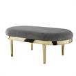 Issac Oval Bench Gray Velvet  Upholstered Polished Legs