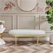 Issac Oval Bench White Leather PU  Upholstered Polished Legs