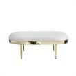 Issac Oval Bench White Leather PU  Upholstered Polished Legs