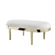 Issac Oval Bench White Leather PU  Upholstered Polished Legs