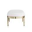 Issac Oval Bench White Leather PU  Upholstered Polished Legs