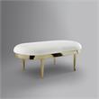 Issac Oval Bench White Leather PU  Upholstered Polished Legs
