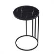 Annabel End Table Black with Faux Marble Veneer Top Black Metal Base