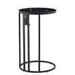 Annabel End Table Black with Faux Marble Veneer Top Black Metal Base