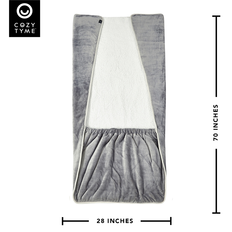 Mekhi Sherpa Polyester Throw Blanket with Feet Pocket Light Gray 28