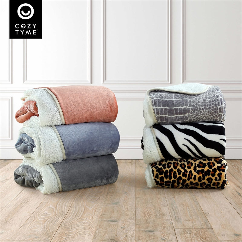 Mekhi Sherpa Polyester Extra Soft Throw Blanket with Feet Pocket Zebra 28