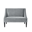 Clare Rectangular Bench Gray Velvet Upholstered Swoop Arm Nailhead Trim