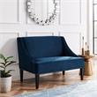 Clare Rectangular Bench Navy Blue Velvet Upholstered Swoop Arm