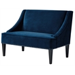 Clare Rectangular Bench Navy Blue Velvet Upholstered Swoop Arm