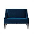 Clare Rectangular Bench Navy Blue Velvet Upholstered Swoop Arm