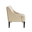 Clare Rectangular Bench Beige Linen Upholstered Swoop Arm Nailhead Trim