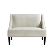 Clare Rectangular Bench Cream White Linen Upholstered Swoop Arm