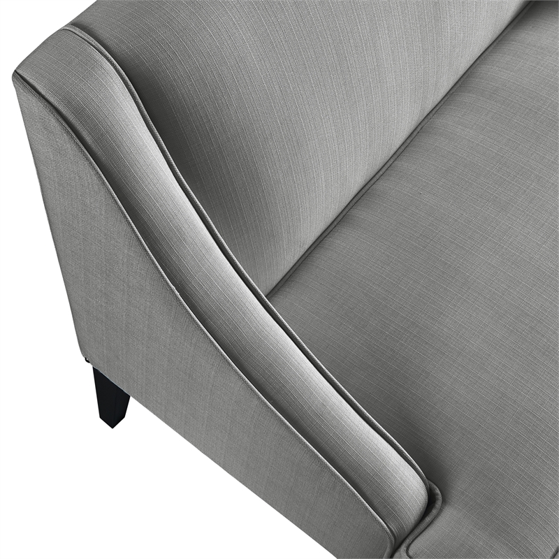 Clare Rectangular Bench Light Gray Linen Upholstered Swoop Arm