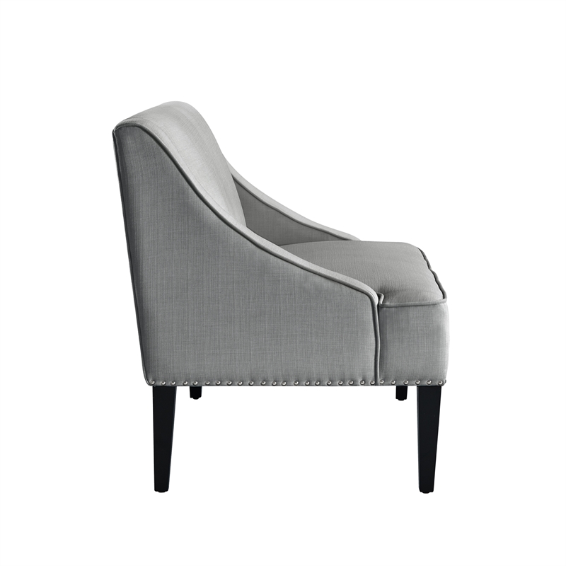 Clare Rectangular Bench Light Gray Linen Upholstered Swoop Arm