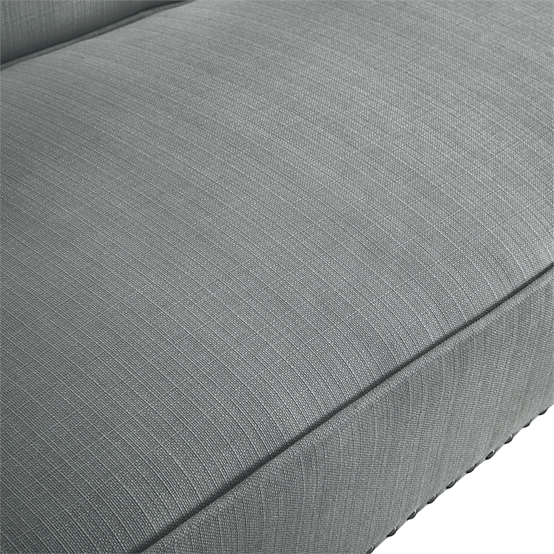 Clare Rectangular Bench Light Gray Linen Upholstered Swoop Arm