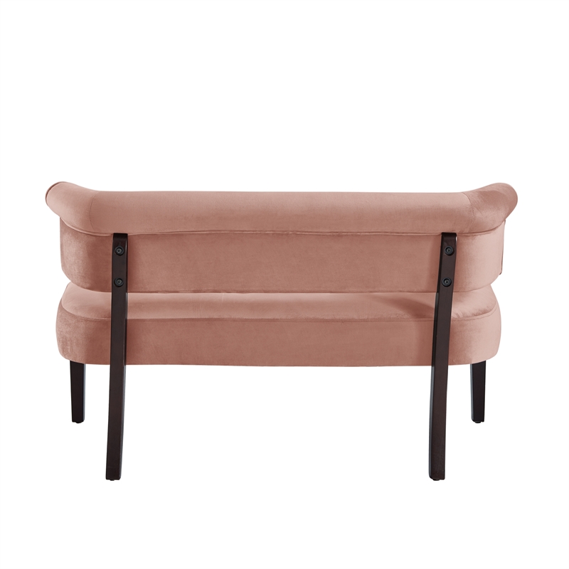 Addilynn Rectangular Bench Blush Pink Velvet Upholstered Button Tufted