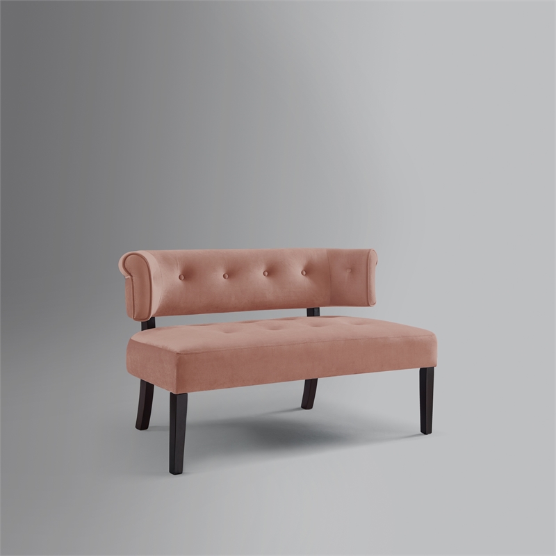 Addilynn Rectangular Bench Blush Pink Velvet Upholstered Button Tufted