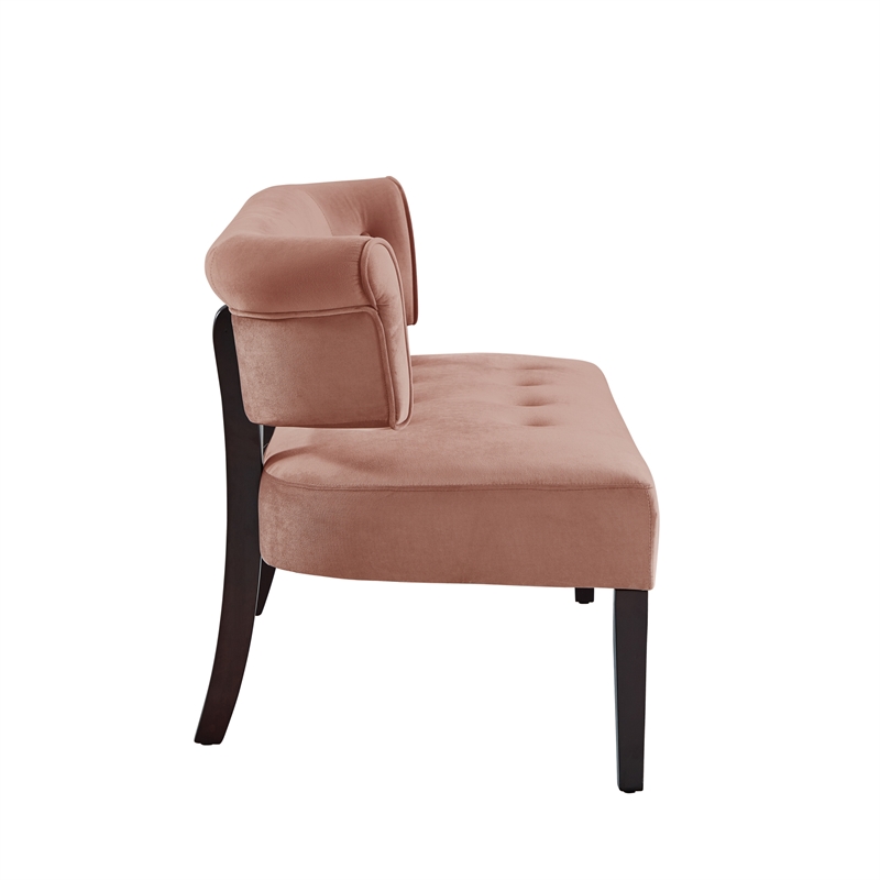 Addilynn Rectangular Bench Blush Pink Velvet Upholstered Button Tufted