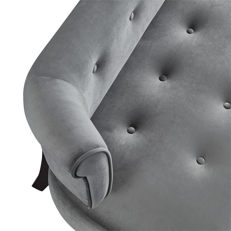 Addilynn Rectangular Bench Gray Velvet Upholstered Button Tufted