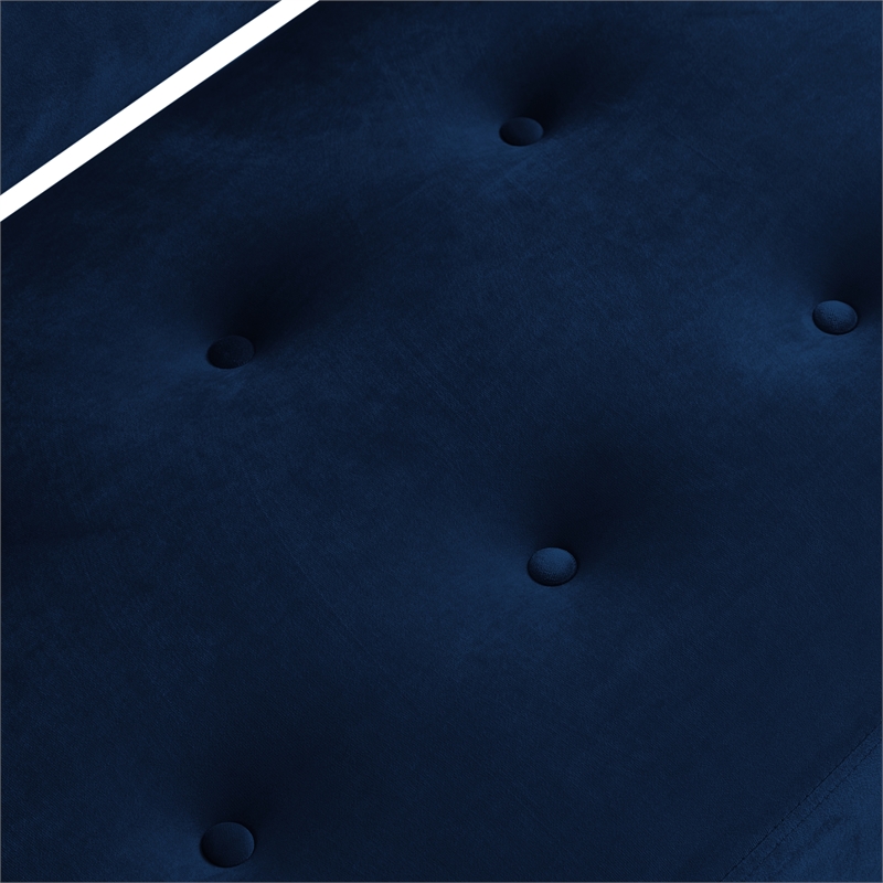 Addilynn Rectangular Bench Navy Blue Velvet Upholstered Button Tufted