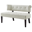 Addilynn Rectangular Bench Cream White Linen Upholstered Button Tufted