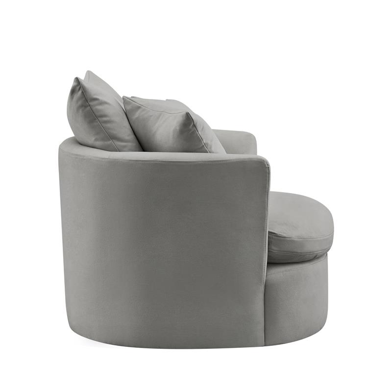 Kaelynn Accent Chair Gray Linen Upholstered 1 Back Pillow and 2 Toss Pillows