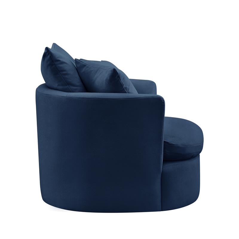 Kaelynn Accent Chair Navy Linen Upholstered 1 Back Pillow and 2 Toss Pillows