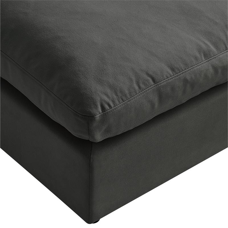 Kaelynn Ottoman Charcoal Gray Linen Upholstered
