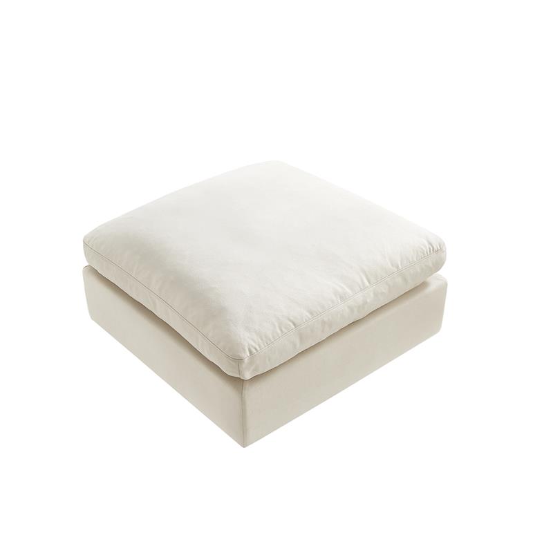 Kaelynn Ottoman Cream White Linen Upholstered