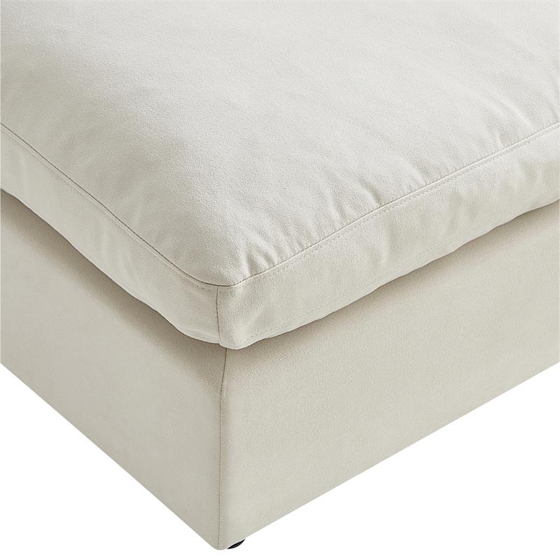 Kaelynn Ottoman Cream White Linen Upholstered