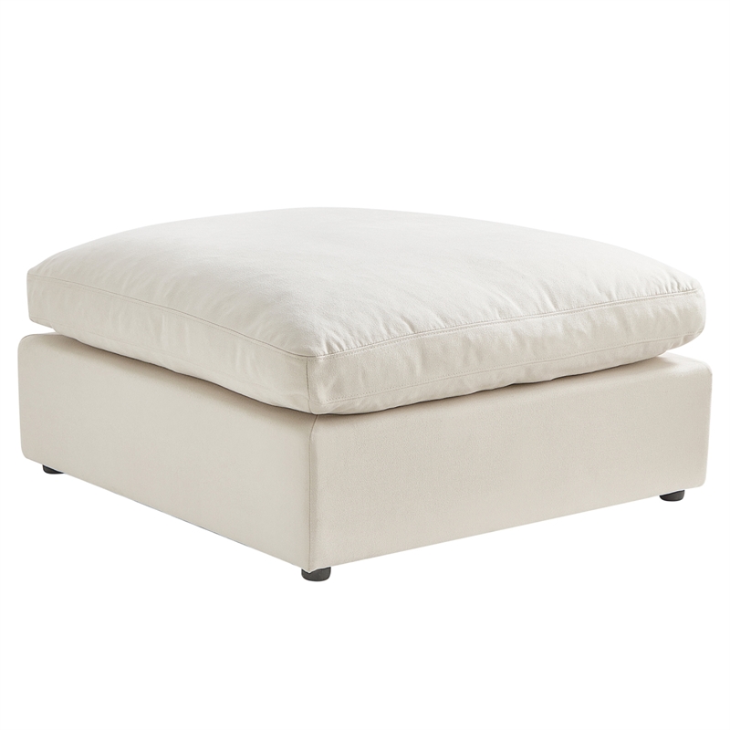 Kaelynn Ottoman Cream White Linen Upholstered